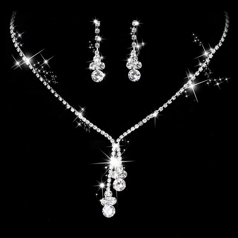 Jewelry set with necklace and earrings on a black background
