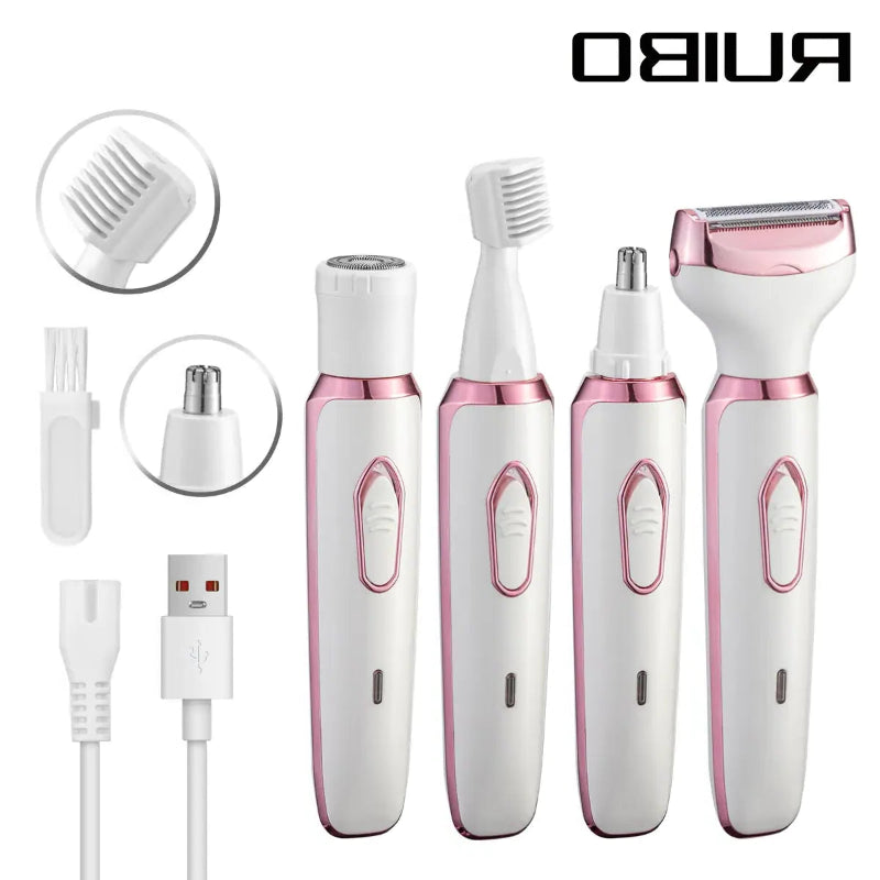 Set of RUIBO grooming tools including a razor, nail clipper, and toothbrush on a white background.