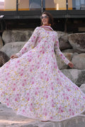 Pakistan floral lawn 3-piece suite in pink with matching dupatta